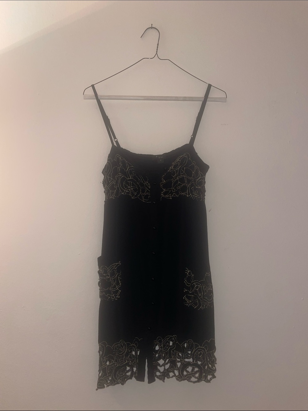 Forever 21 Black Mini Dress with Gold Lace Trim